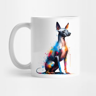 Xoloitzcuintli Depicted in Vivid Splash Art Style Mug